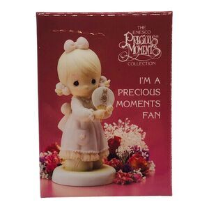 VTG Precious Moments Collectors Pin Brooch I’m A Fan Little Blonde Girl Floral